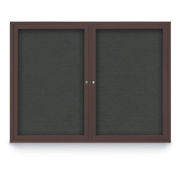 48"x36" 2-Door Enclosed Outdoor Letterboard, Grey Felt/Bronze